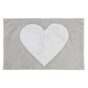 Grey/White Heart Bath Mat