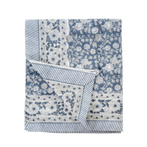 Grey Blue Primrose Print Tablecloth
