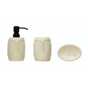 SET3 Stoneware Face Bathroom Set